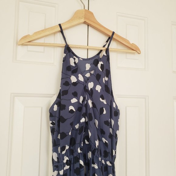 Loft Dusky Blue Floral Dress - Spaghetti straps and tie waist. Size XS - Picture 12 of 13